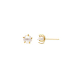 Tashi-Pearl Studs I 7mm-Earrings-14k Gold Vermeil, Freshwater Pearl-Blue Ruby Jewellery-Vancouver Canada