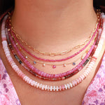 Gem Jar-Pink Opal Heishi Stone Necklace-Necklaces-14k Gold Filled, Pink Opal-Blue Ruby Jewellery-Vancouver Canada