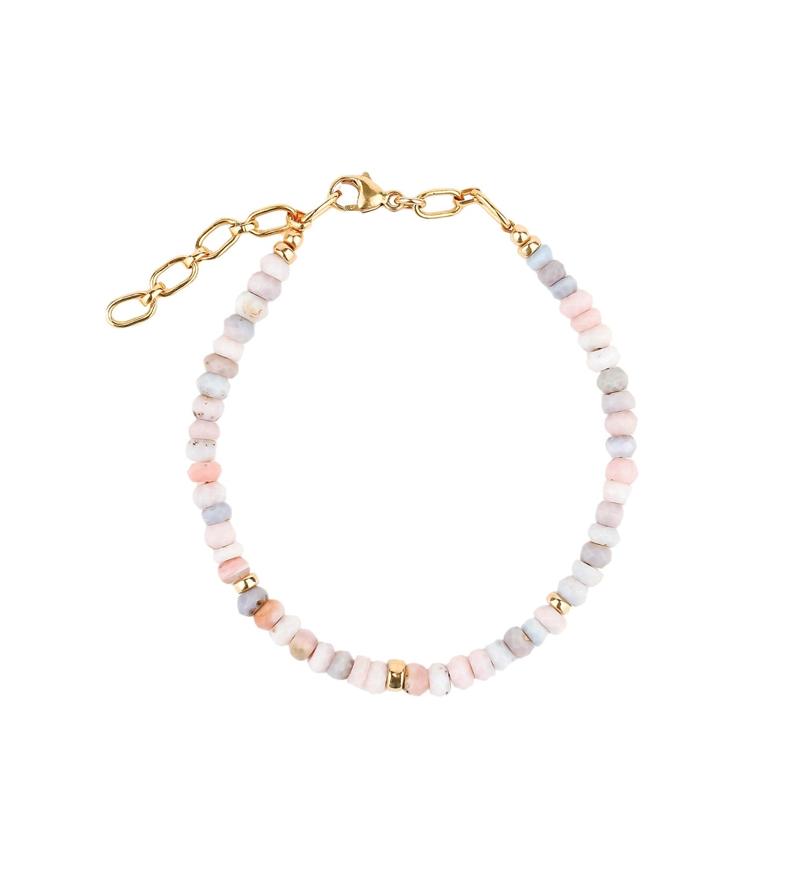 Gem Jar-Pink Opal Rondelle Bracelet-Bracelets-14k Gold Filled, Pink Opal-Blue Ruby Jewellery-Vancouver Canada