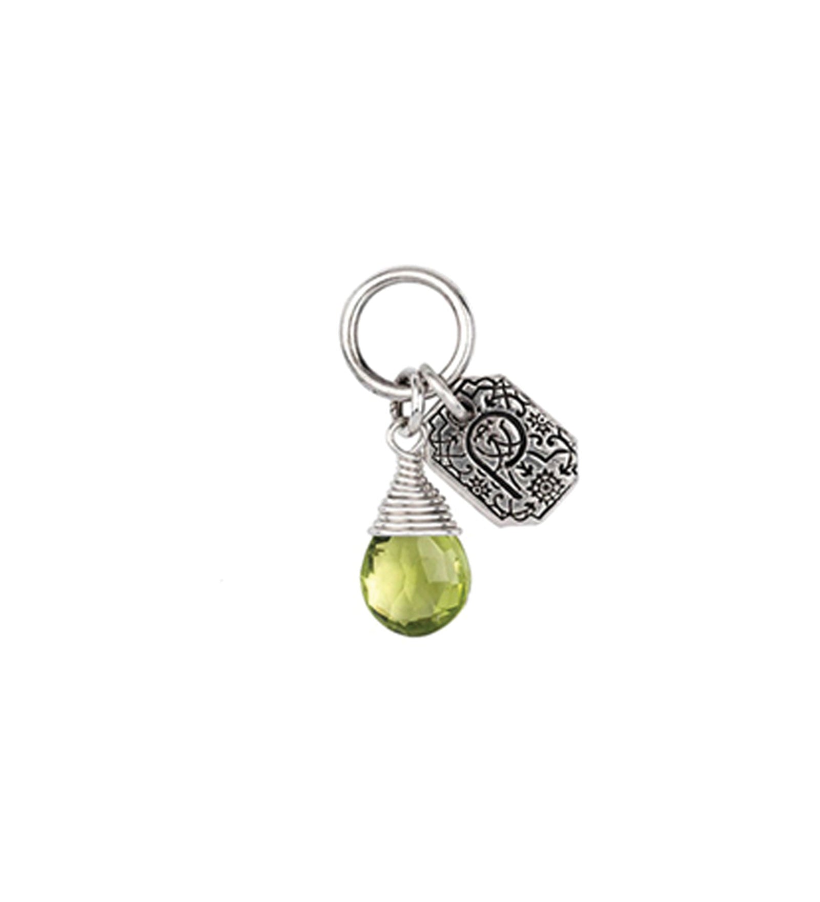 Pyrrha-Positivity Signature Attraction Charm-Necklaces-Sterling Silver, Peridot-Blue Ruby Jewellery-Vancouver Canada