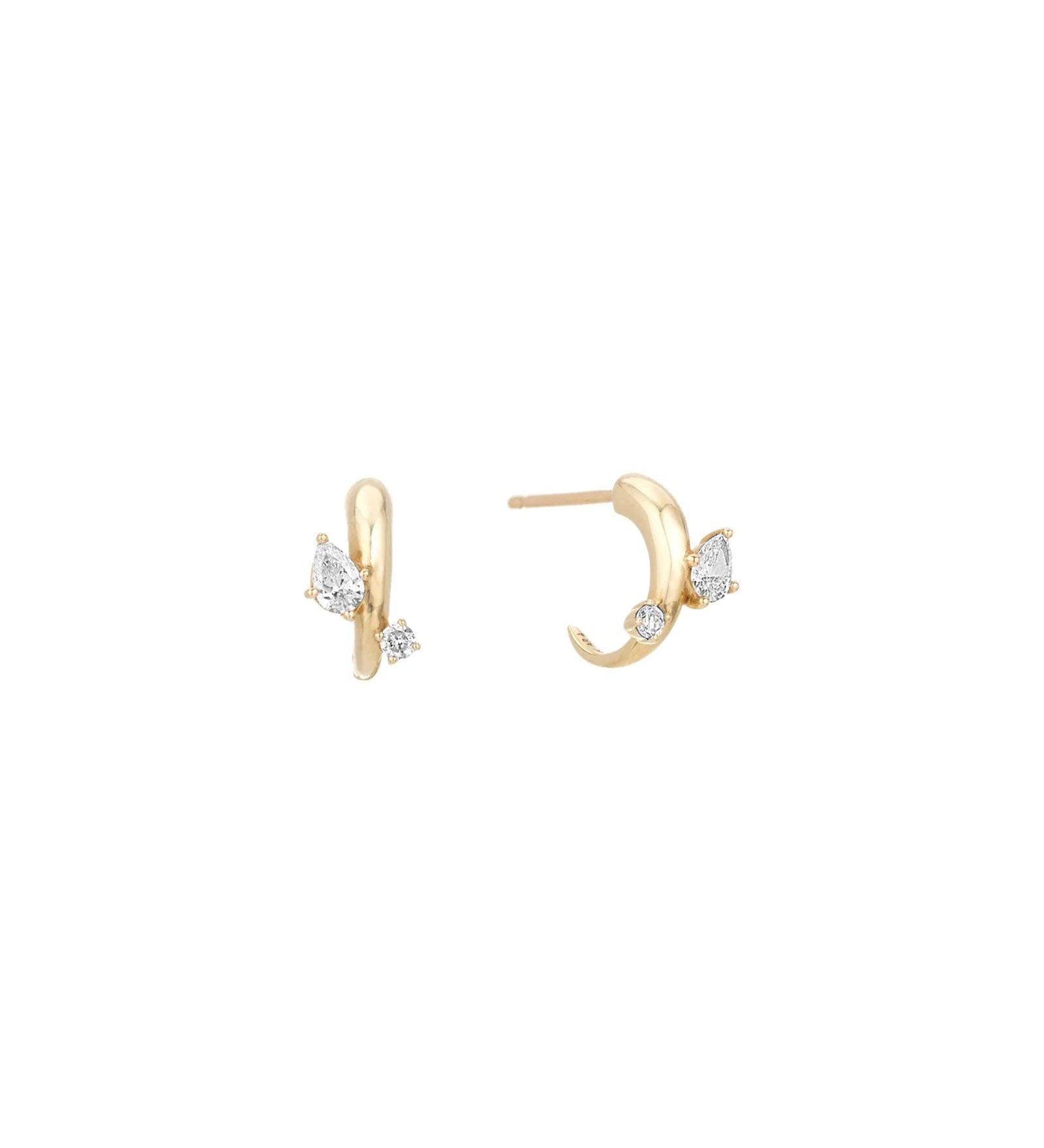 Adina Reyter-Premier Amigos Diamond J Hoops-Earrings-14k Yellow Gold, Diamond-Blue Ruby Jewellery-Vancouver Canada