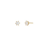 Tashi-Prong 7mm CZ Studs-Earrings-14k Gold Vermeil, Cubic Zirconia-Blue Ruby Jewellery-Vancouver Canada