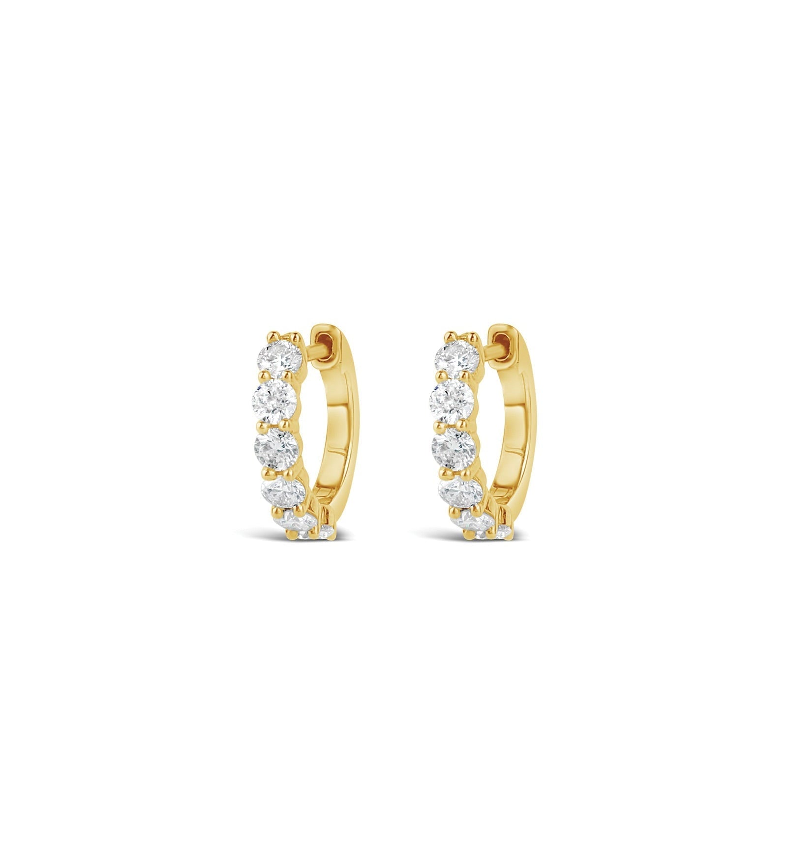 Prong Diamond Huggies-Earrings-Goldhive-14k Yellow Gold-Blue Ruby Jewellery-Vancouver-Canada