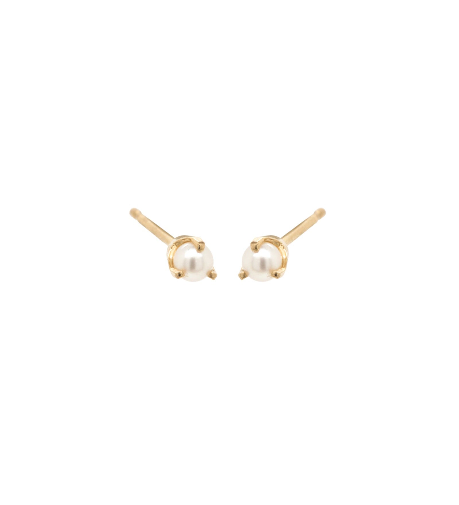 Zoe Chicco-Prong Set Pearl Studs | 2mm-Earrings-14k Yellow Gold, Freshwater Pearl-Blue Ruby Jewellery-Vancouver Canada