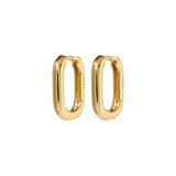 Luv AJ-Rectangle Huggies-Earrings-18k Gold Plated-Blue Ruby Jewellery-Vancouver Canada