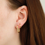 Tashi-Rectangle Huggies-Earrings-14k Gold Vermeil-Blue Ruby Jewellery-Vancouver Canada