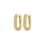 Luv AJ-Rectangle Pave Huggies-Earrings-18k Gold Plated-Blue Ruby Jewellery-Vancouver Canada