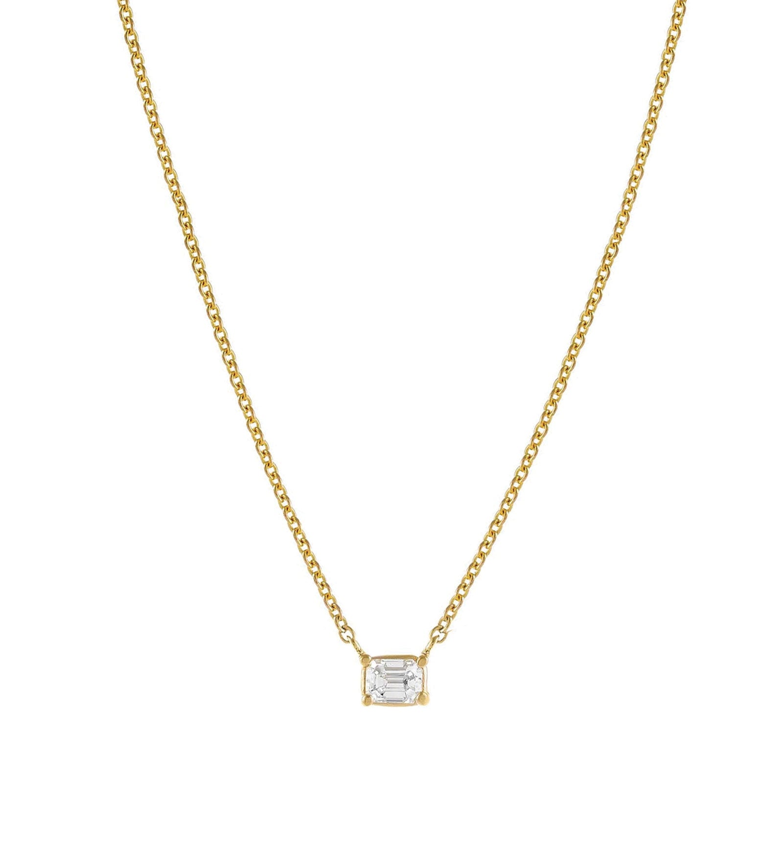 Quiet Icon-Rectangular CZ Necklace-Necklaces-14k Gold Vermeil, Cubic Zirconia-Blue Ruby Jewellery-Vancouver Canada