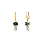 La Vie Parisienne-Rectangular Marquise Crystal Hooks-Earrings-14k Gold Plated, Indian Sapphire Crystal-Blue Ruby Jewellery-Vancouver Canada