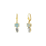 La Vie Parisienne-Rectangular Marquise Crystal Hooks-Earrings-14k Gold Plated, White Opal Crystal-Blue Ruby Jewellery-Vancouver Canada