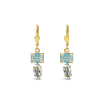 La Vie Parisienne-Rectangular Marquise Crystal Hooks-Earrings-14k Gold Plated, White Opal Crystal-Blue Ruby Jewellery-Vancouver Canada