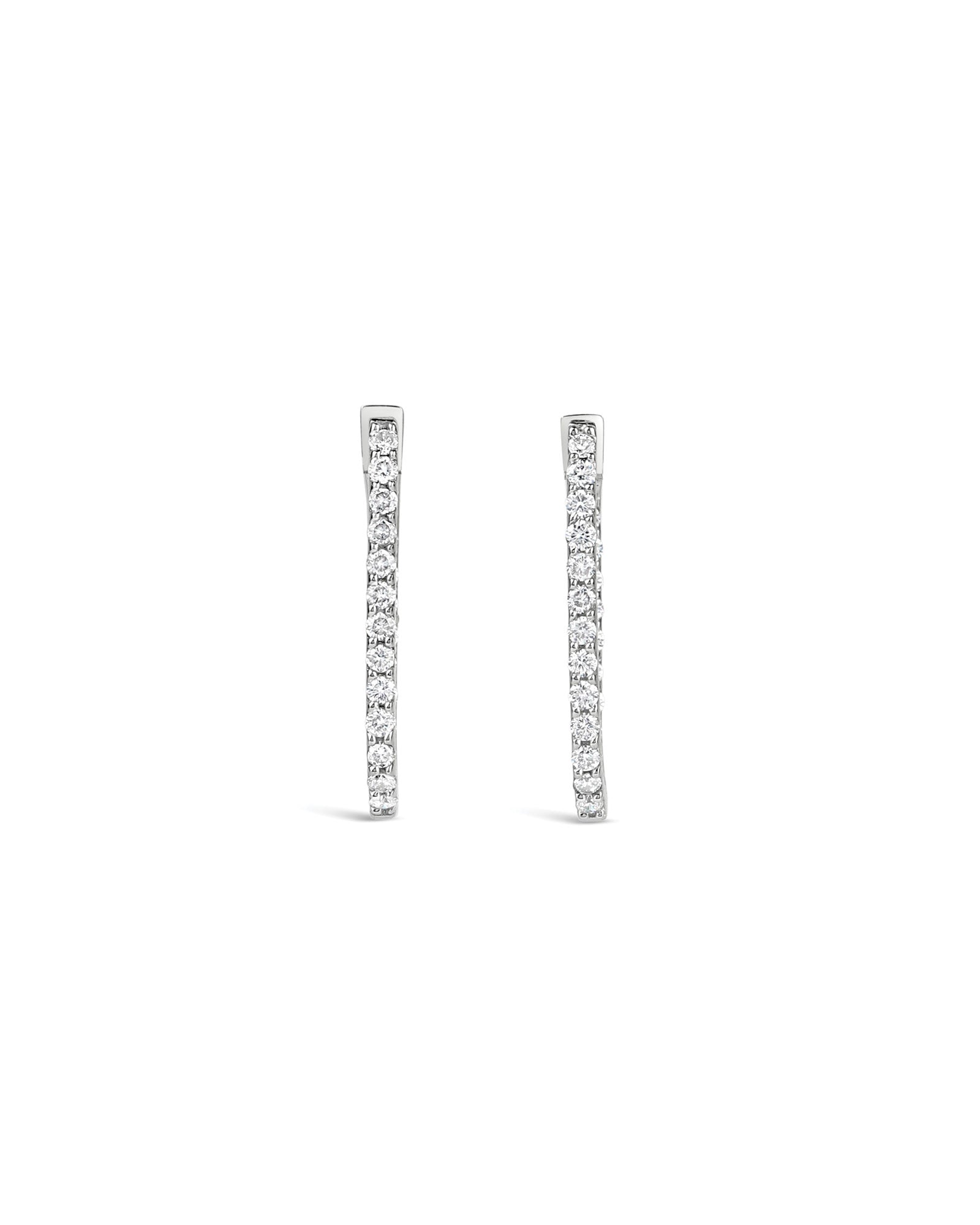 Pave Paperclip Huggies-Earrings-Goldhive-14k White Gold, Diamond-Blue Ruby Jewellery-Vancouver-Canada