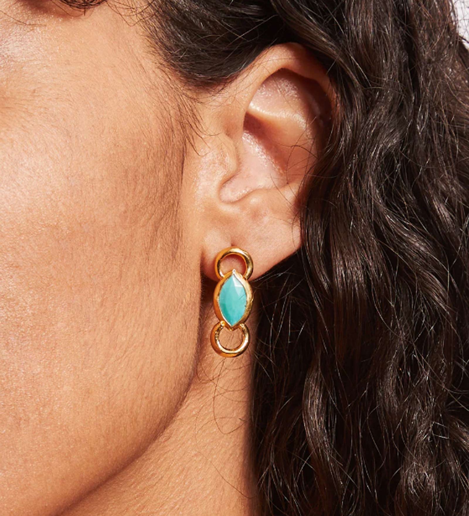 Chan Luu-Reina Studs-Earrings-18k Gold Vermeil, Turquoise-Blue Ruby Jewellery-Vancouver Canada