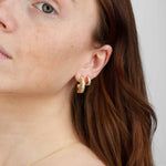 Tashi-Ridged Hoops | 10mm-Earrings-14k Gold Vermeil-Blue Ruby Jewellery-Vancouver Canada