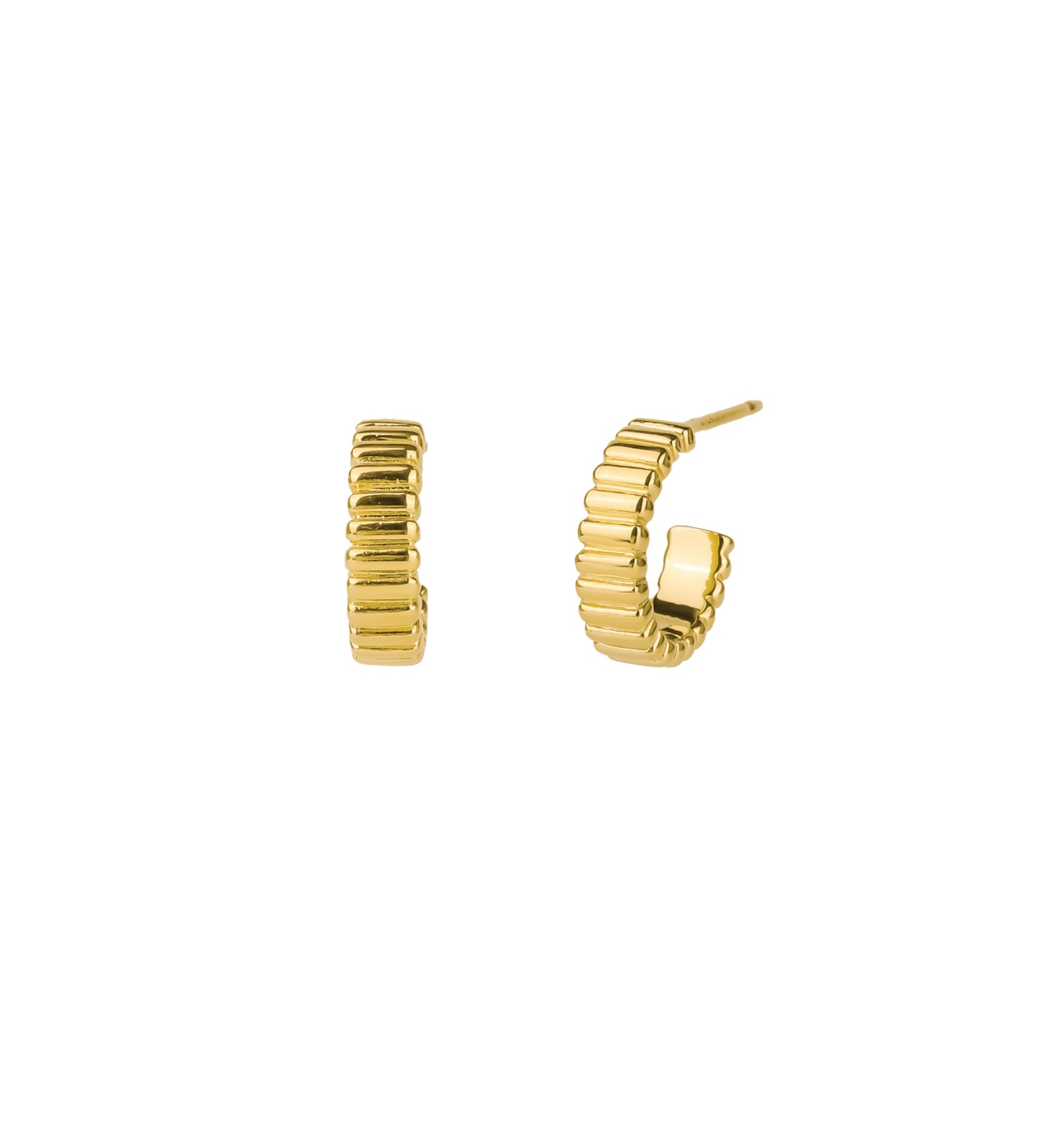 Tashi-Ridged Hoops | 10mm-Earrings-14k Gold Vermeil-Blue Ruby Jewellery-Vancouver Canada