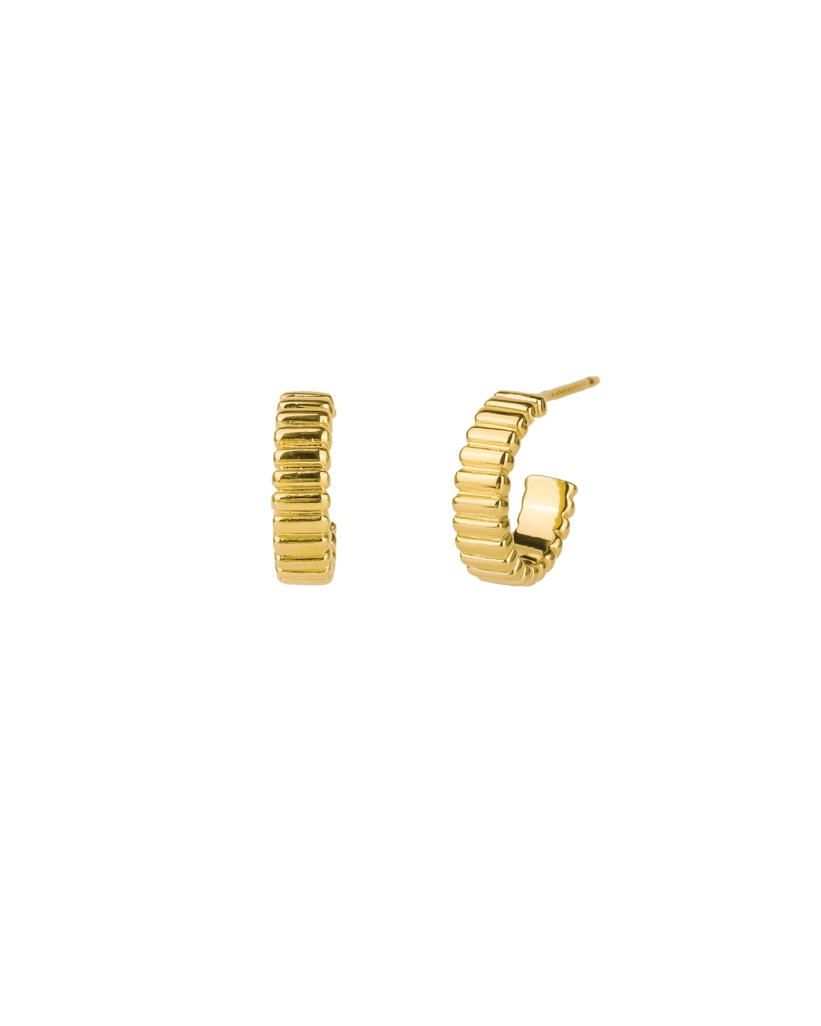 Tashi-Ridged Hoops | 10mm-Earrings-14k Gold Vermeil-Blue Ruby Jewellery-Vancouver Canada