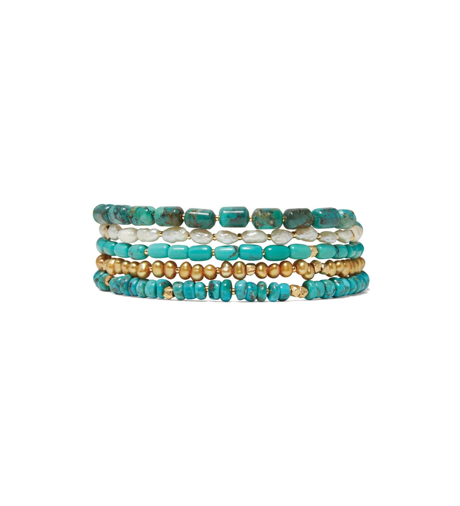 Chan Luu-Rivera Wrap Bracelet-Bracelets-18k Gold Vermeil, Turquoise-Blue Ruby Jewellery-Vancouver Canada