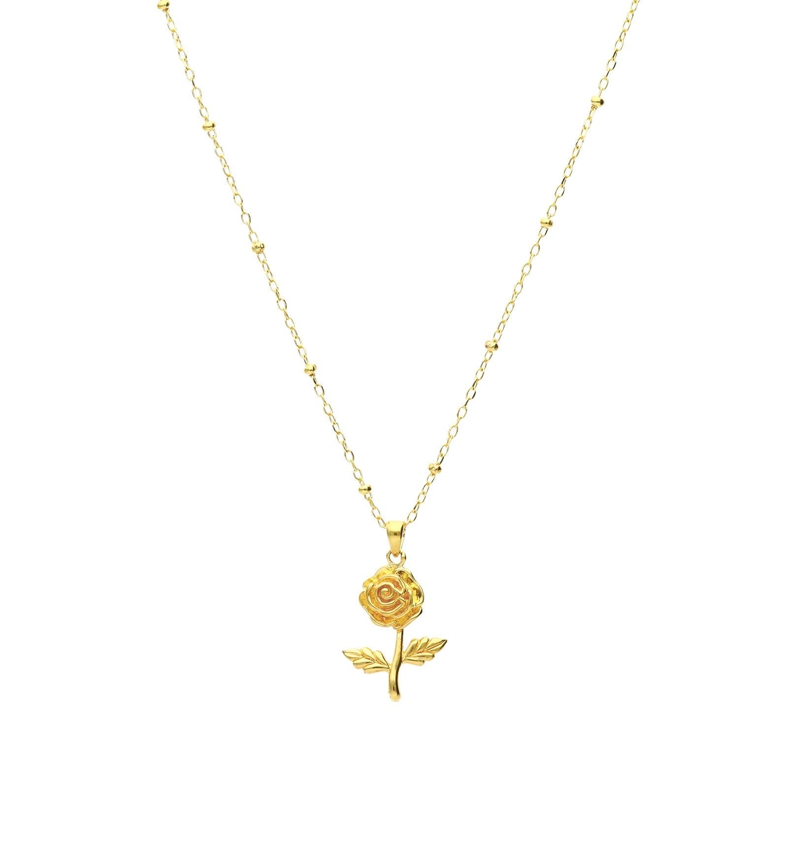 Tashi-Rose Necklace-Necklaces-14k Gold Vermeil-Flower-Blue Ruby Jewellery-Vancouver Canada