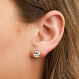 La Vie Parisienne-Round Crystal Studs | 8mm-Earrings-14k Gold Plated, Shade Crystal-Blue Ruby Jewellery-Vancouver Canada