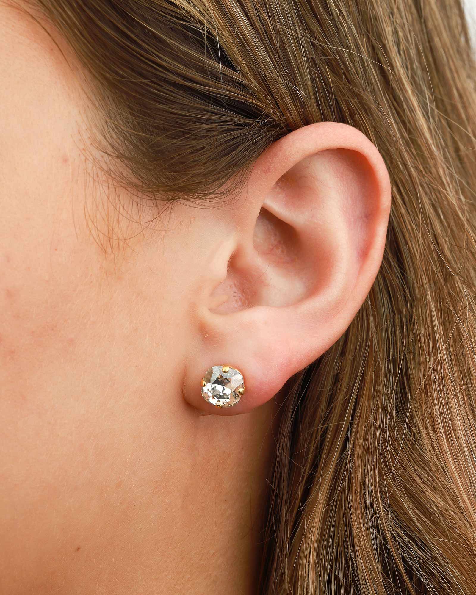 La Vie Parisienne-Round Crystal Studs | 8mm-Earrings-14k Gold Plated, Shade Crystal-Blue Ruby Jewellery-Vancouver Canada