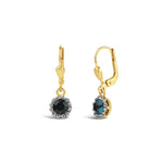 La Vie Parisienne-Round Halo Pave Hooks | 7mm-Earrings-14k Gold Plated, Midnite Crystal-Blue Ruby Jewellery-Vancouver Canada