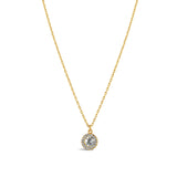 La Vie Parisienne-Round Pave Halo Necklace-Necklaces-14k Gold Plated, White Crystal-Blue Ruby Jewellery-Vancouver Canada