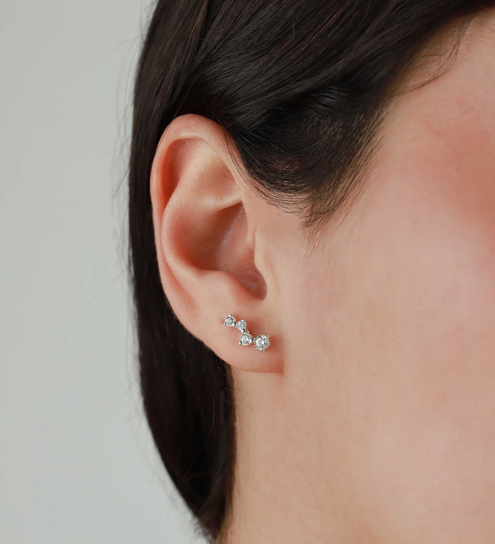 Tashi-Scatter CZ Studs-Earrings-Sterling Silver, Cubic Zirconia-Blue Ruby Jewellery-Vancouver Canada