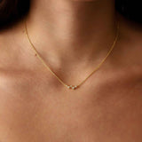 Tashi-Scatter Necklace-Necklaces-14k Gold Vermeil, Cubic Zirconia-Blue Ruby Jewellery-Vancouver Canada