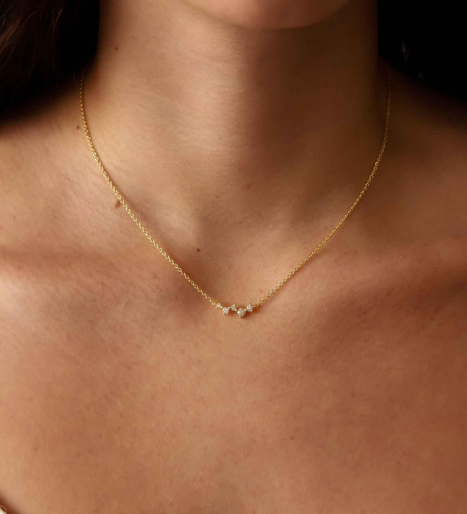 Tashi-Scatter Necklace-Necklaces-14k Gold Vermeil, Cubic Zirconia-Blue Ruby Jewellery-Vancouver Canada