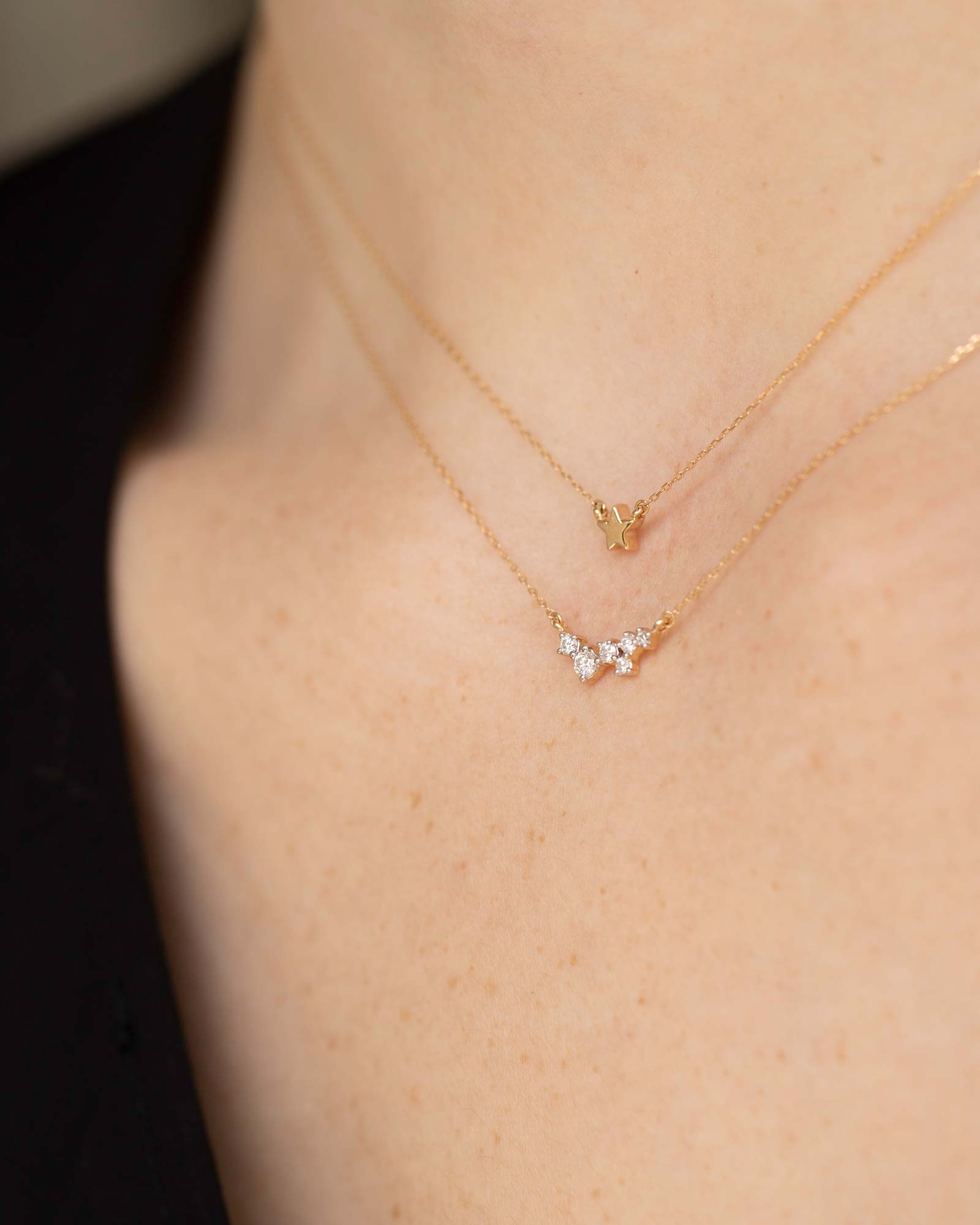 Adina Reyter-Scattered Diamond Necklace-Necklaces-14k Yellow Gold, Diamond-Blue Ruby Jewellery-Vancouver Canada