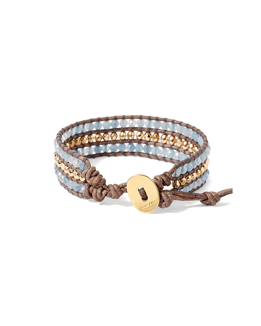 Chan Luu Sedona Single Wrap Bracelet 18k Gold Vermeil Aquamarine