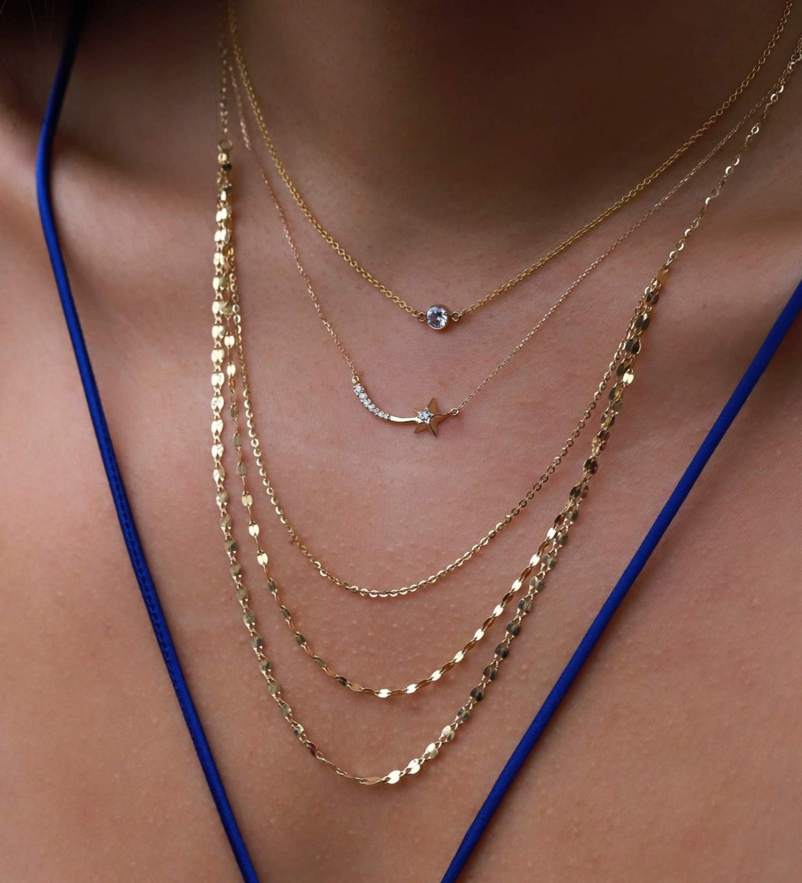 Adina Reyter-Shooting Star Small Pavé Curve Necklace-Necklaces-14k Yellow Gold-Blue Ruby Jewellery-Vancouver Canada