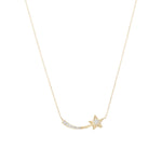 Adina Reyter-Shooting Star Small Pavé Curve Necklace-Necklaces-14k Yellow Gold-Blue Ruby Jewellery-Vancouver Canada