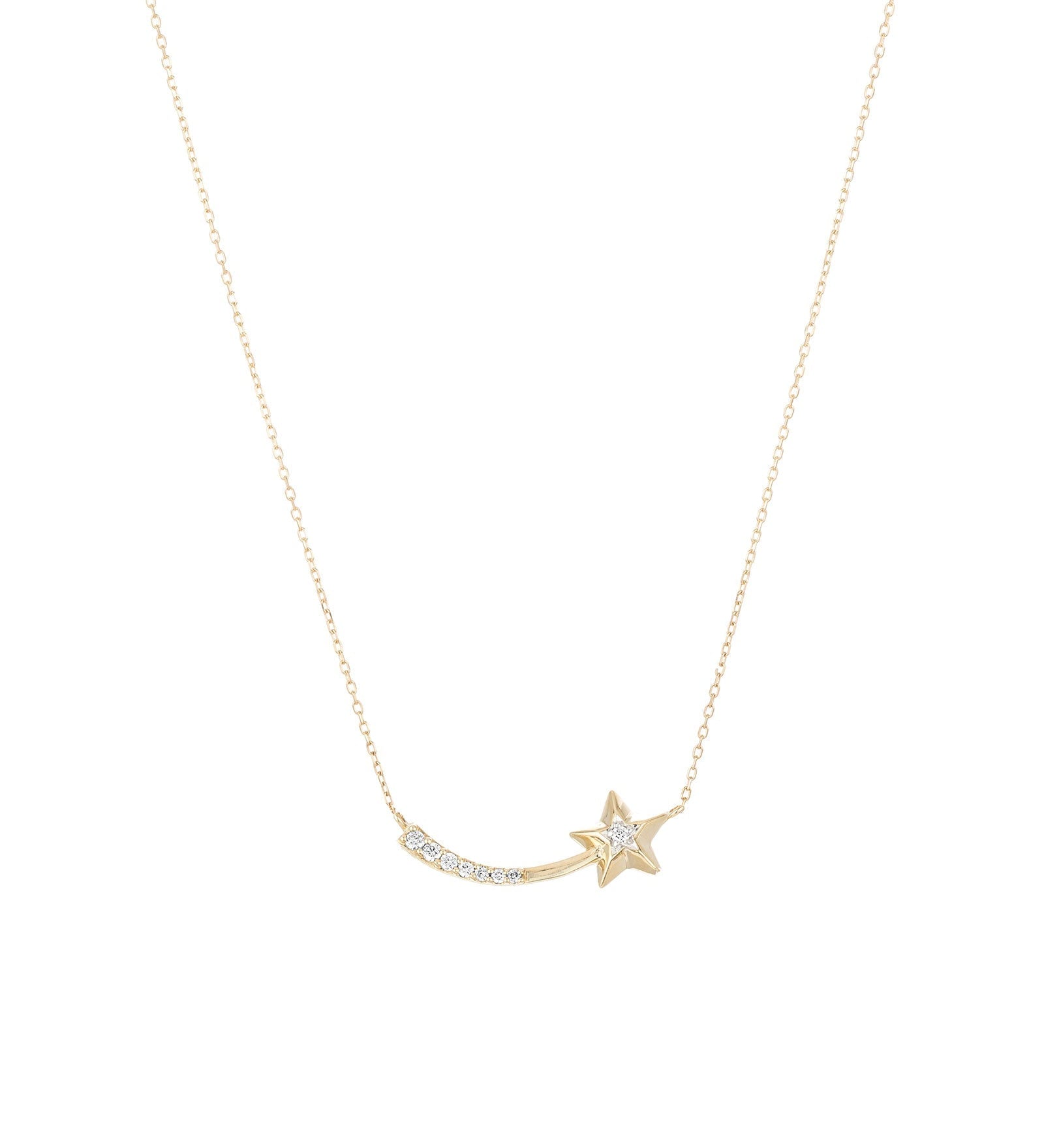 Adina Reyter-Shooting Star Small Pavé Curve Necklace-Necklaces-14k Yellow Gold-Blue Ruby Jewellery-Vancouver Canada