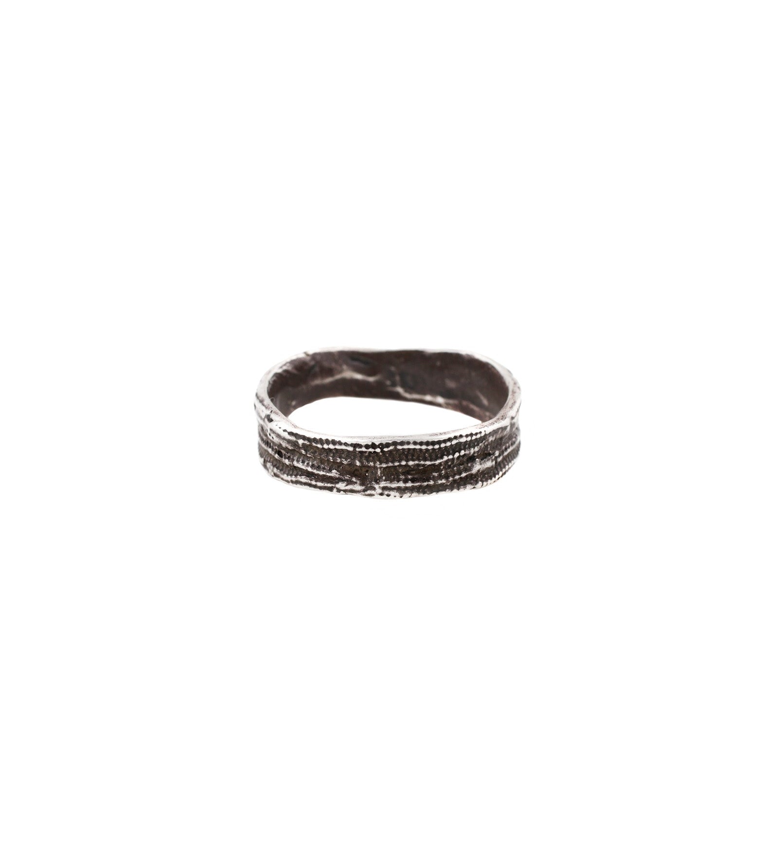 Lauren Wolf-Silver Double Urchin Band-Rings-Oxidized Sterling Silver-8-Blue Ruby Jewellery-Vancouver Canada