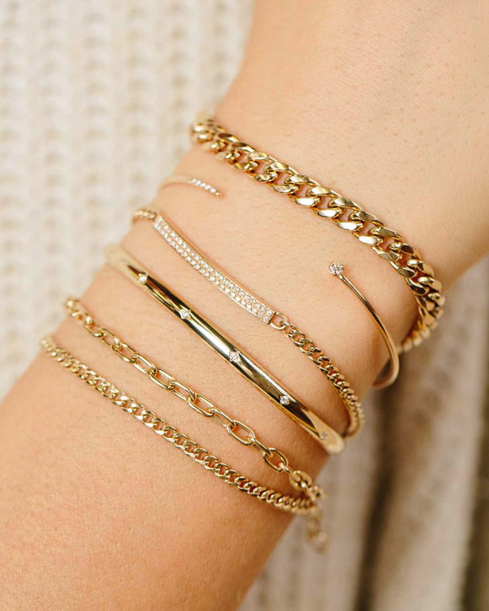 Zoe Chicco-Small Curb + Medium Square Oval Link Double Chain Bracelet-Bracelets-14k Yellow Gold-Blue Ruby Jewellery-Vancouver Canada