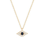 Quiet Icon-Small Evil Eye CZ Necklace-Necklaces-14k Gold Vermeil, Cubic Zirconia-Blue Ruby Jewellery-Vancouver Canada