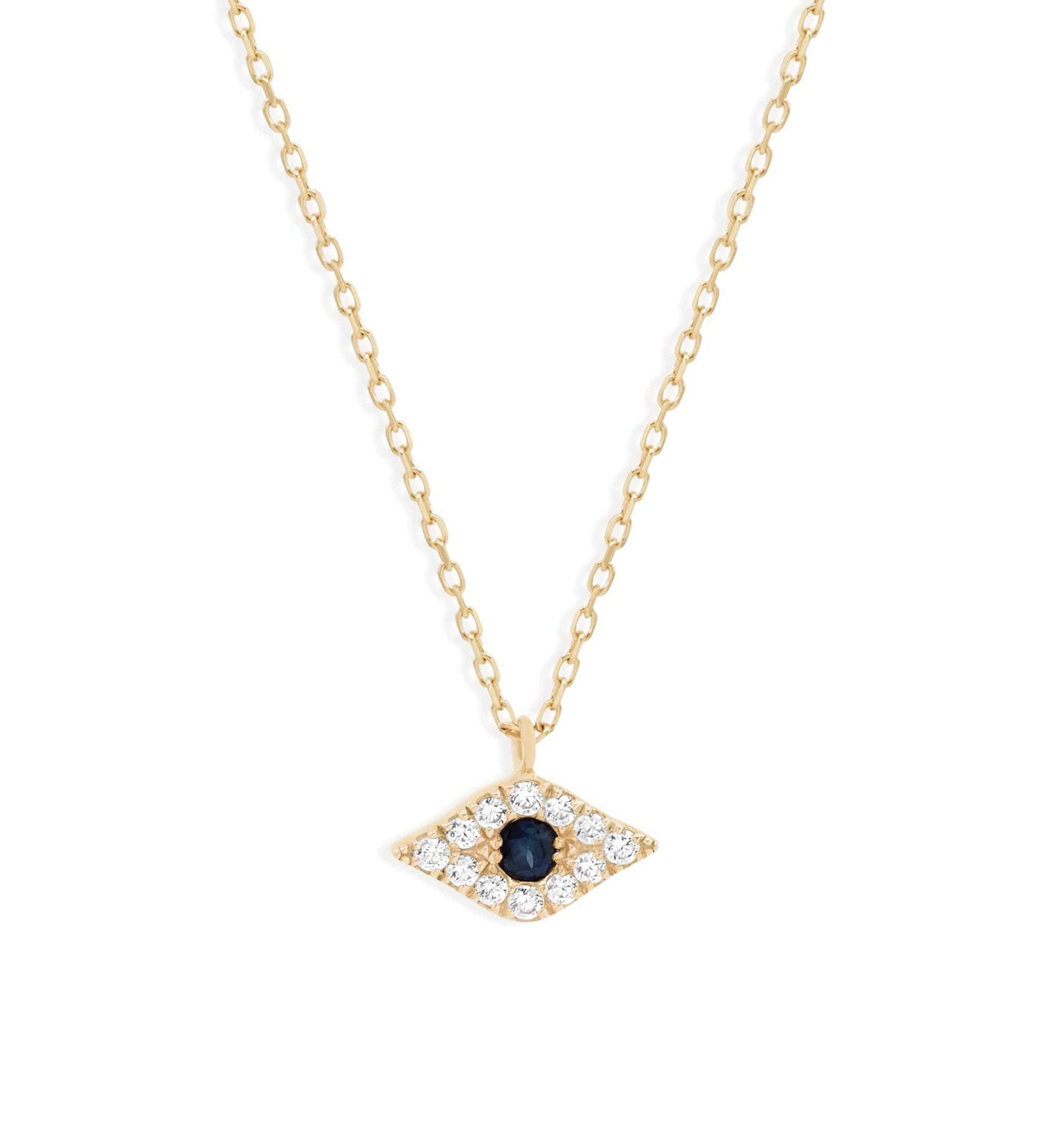 Quiet Icon-Small Evil Eye CZ Necklace-Necklaces-14k Gold Vermeil, Cubic Zirconia-Blue Ruby Jewellery-Vancouver Canada