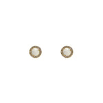 Tai-Small Pavé Glass Studs-Earrings-Gold Plated, Moonstone, Cubic Zirconia-Blue Ruby Jewellery-Vancouver Canada