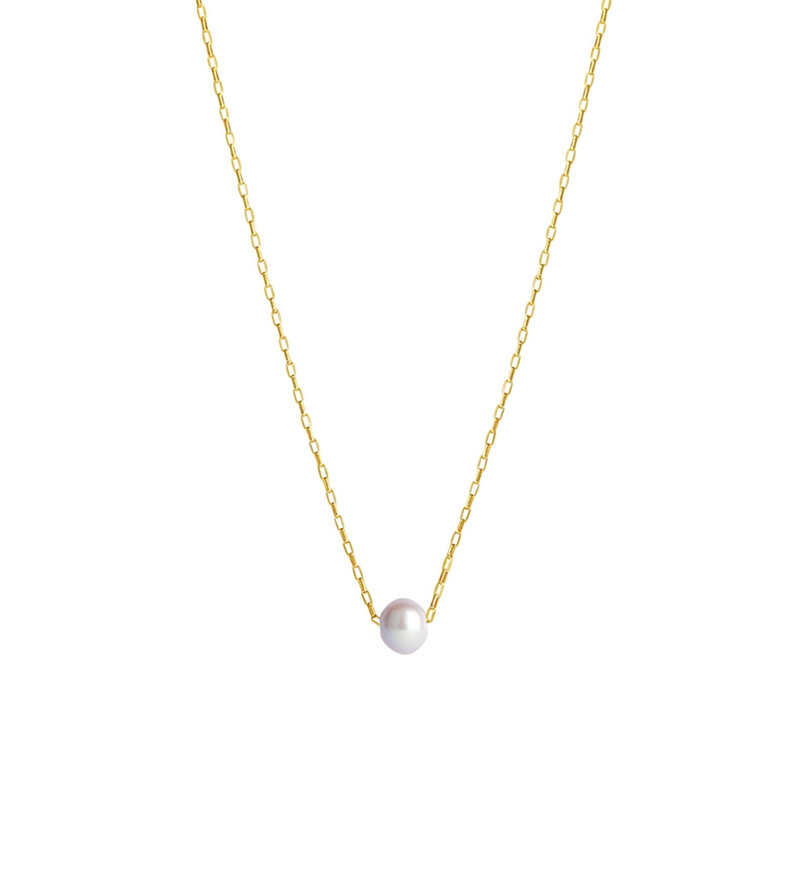 Small Rectangle Rolo Pearl Necklace-Necklaces-Poppy Rose-14k Gold-fill, Grey Freshwater Pearl-Blue Ruby Jewellery-Vancouver-Canada