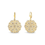 La Vie Parisienne-Small Round Filigree Hooks-Earrings-14k Gold Plated, White Crystal-Blue Ruby Jewellery-Vancouver Canada