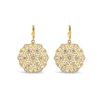 La Vie Parisienne-Small Round Filigree Hooks-Earrings-14k Gold Plated, White Crystal-Blue Ruby Jewellery-Vancouver Canada