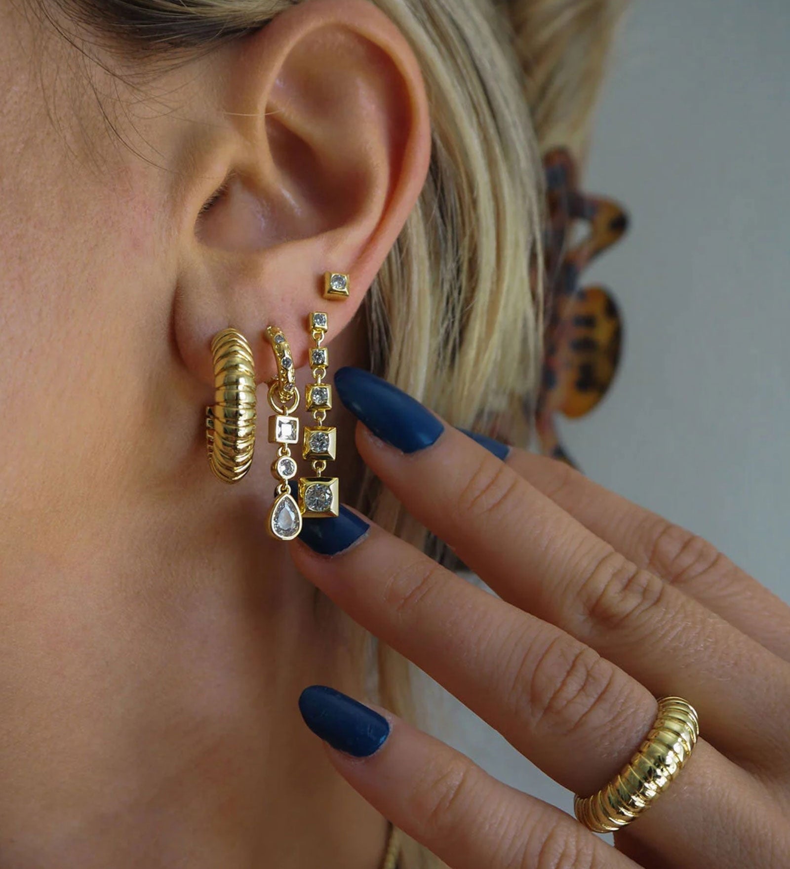 Luv AJ-Snake Chain Hoops-Earrings-14k Gold Plated-Blue Ruby Jewellery-Vancouver Canada