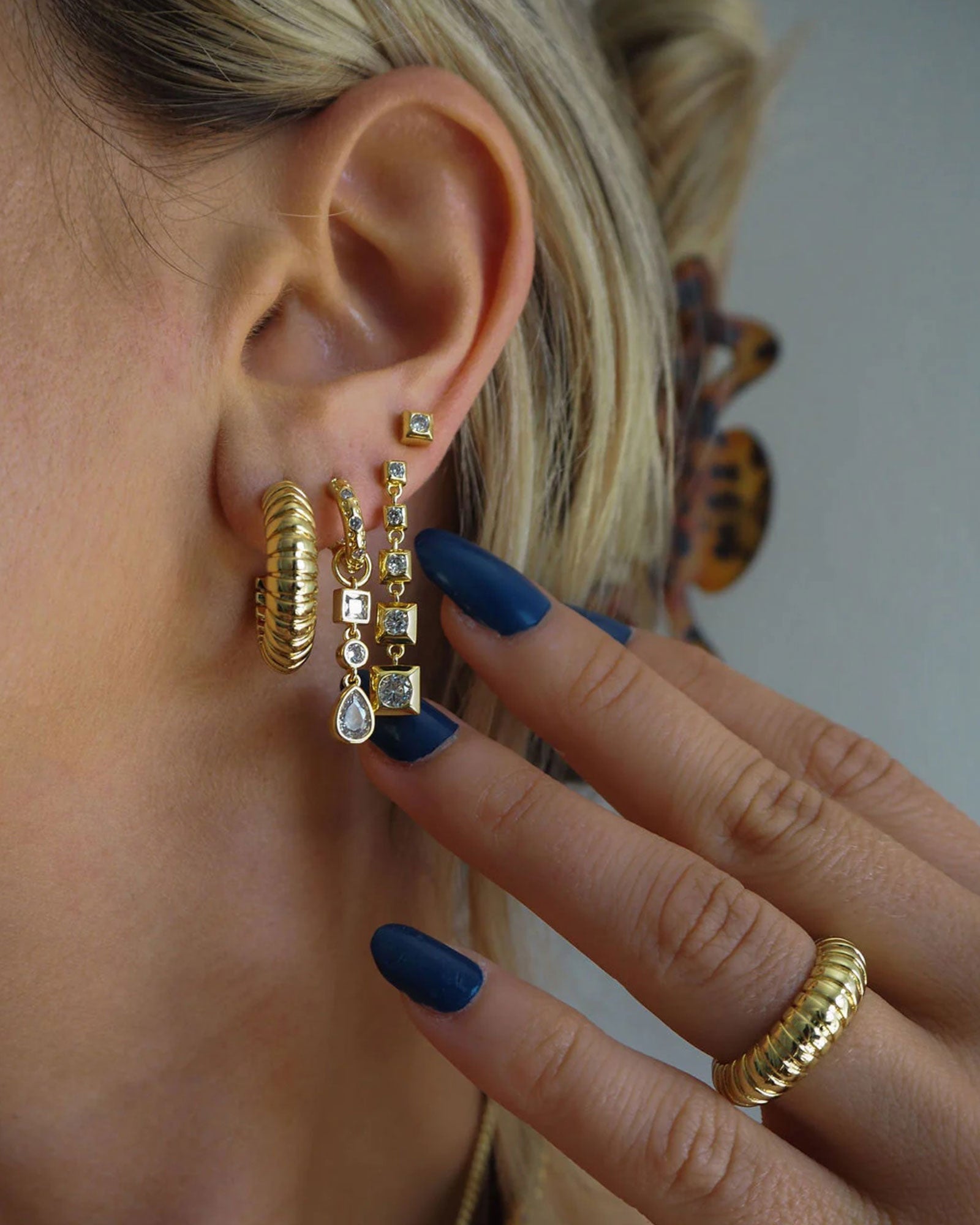 Luv AJ-Snake Chain Hoops-Earrings-14k Gold Plated-Blue Ruby Jewellery-Vancouver Canada