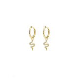 Quiet Icon-Snake CZ Huggies| 12mm-Earrings-14k Gold Vermeil, Cubic Zirconia-Blue Ruby Jewellery-Vancouver Canada