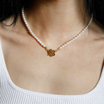 Wolf Circus-Sofia Pearl Necklace-Necklaces-Gold Plated, Freshwater Pearl-Blue Ruby Jewellery-Vancouver Canada