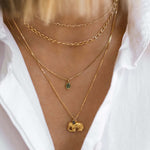 Leah Alexandra-Sofia Slice Necklace-Necklaces-14k Gold Vermeil, Emerald-Blue Ruby Jewellery-Vancouver Canada