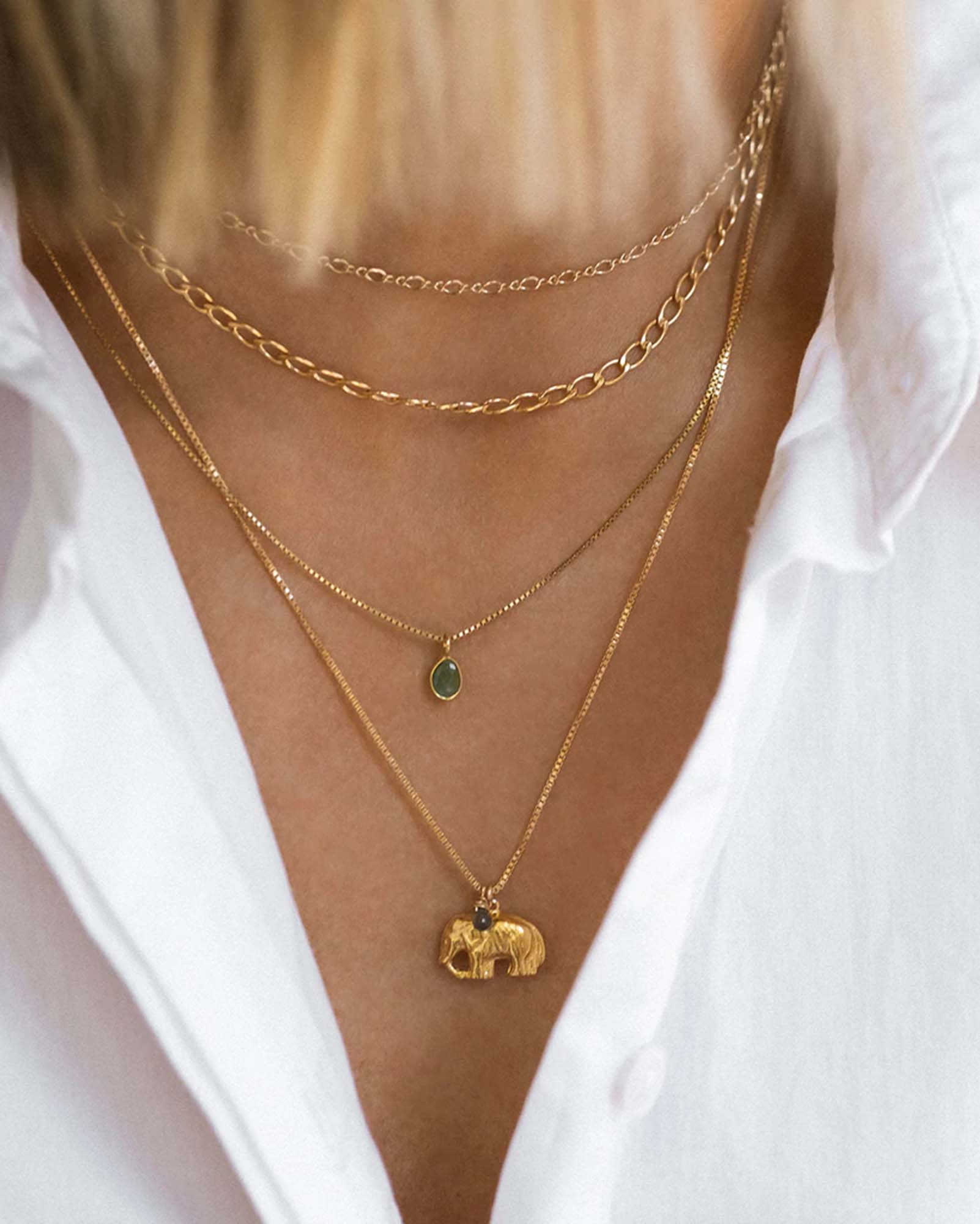 Leah Alexandra-Sofia Slice Necklace-Necklaces-14k Gold Vermeil, Emerald-Blue Ruby Jewellery-Vancouver Canada