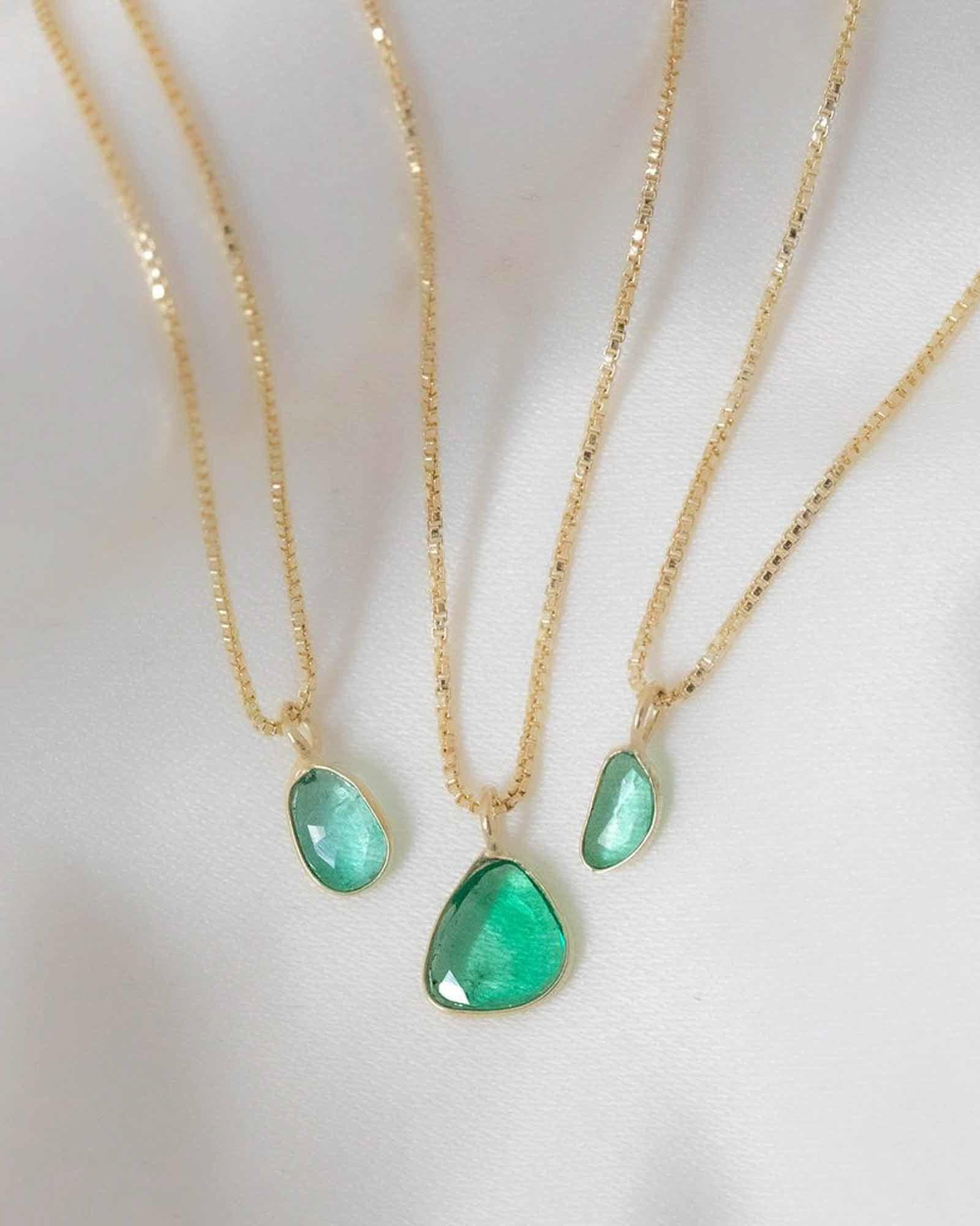 Leah Alexandra-Sofia Slice Necklace-Necklaces-14k Gold Vermeil, Emerald-Blue Ruby Jewellery-Vancouver Canada