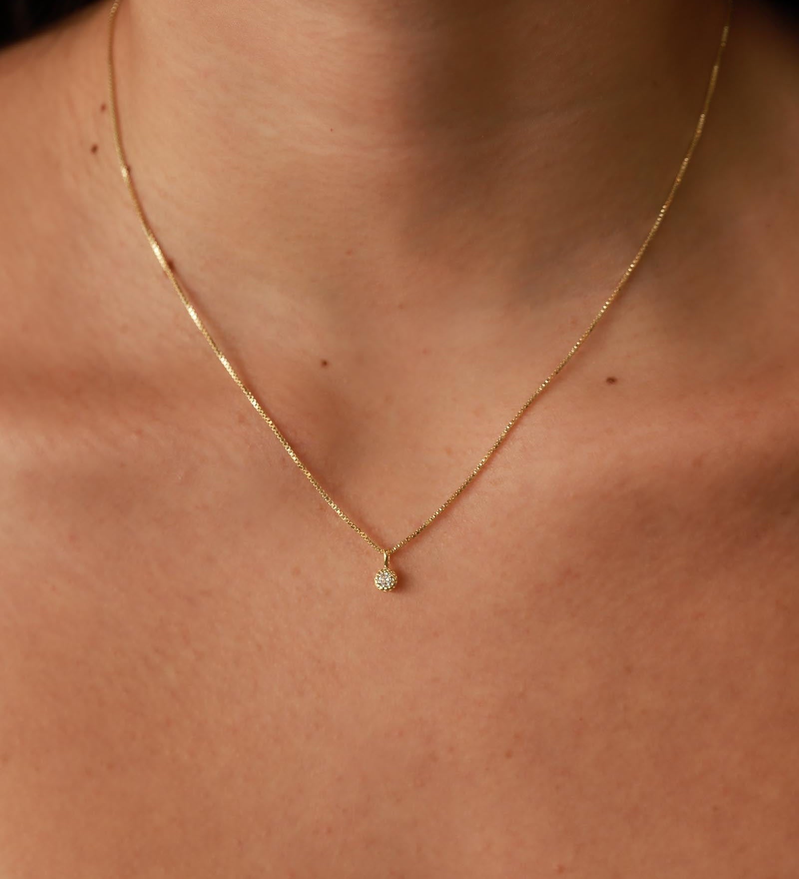 Tashi-Solitaire Dot Necklace-Necklaces-14k Gold Vermeil, Cubic Zirconia-Blue Ruby Jewellery-Vancouver Canada